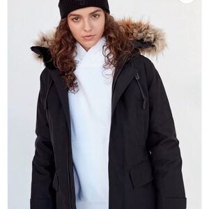 TNA Black Parka with Fur Hood